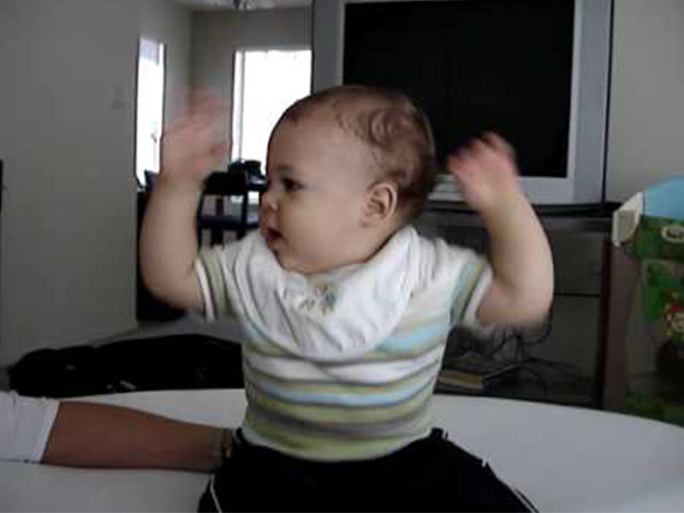A cute baby dancing